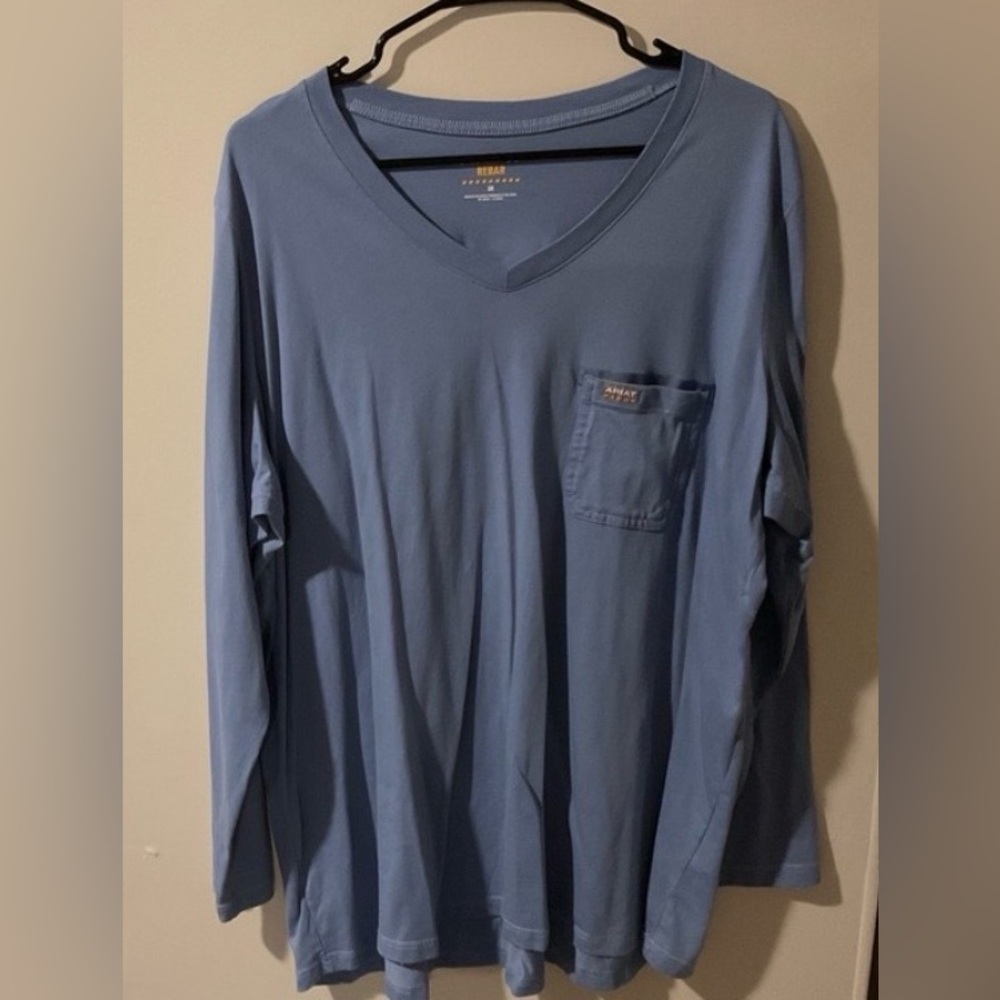 Ariat‎ Rebar Workman Stars Stripes Long Sleeve V Neck T Shirt Size XXL